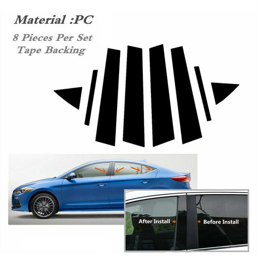 8X For 2017-2020 for Hyundai for Elantra Sedan Pillar Posts Door Window Trim Cover Black