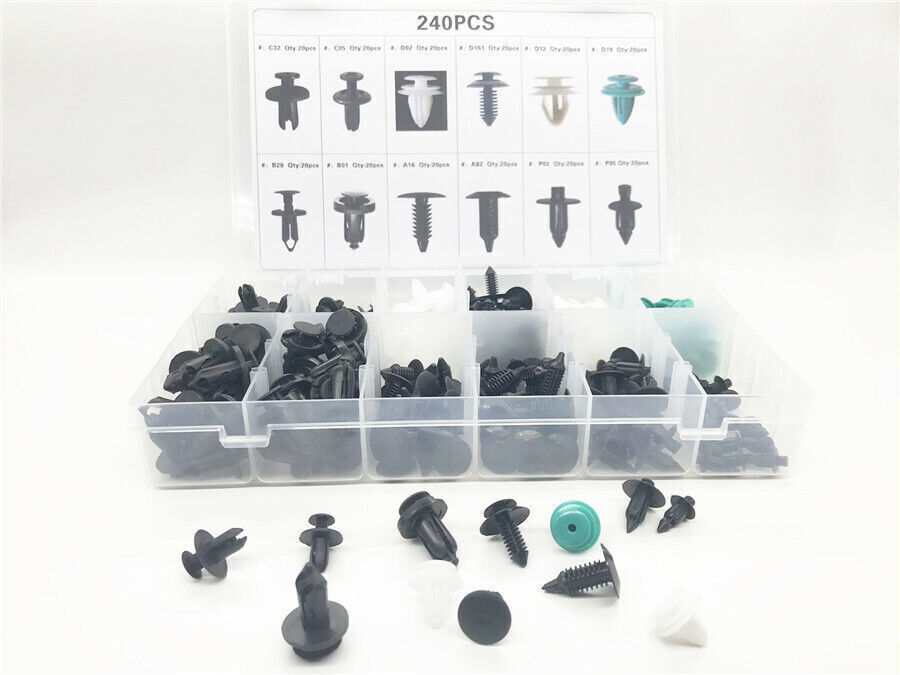 240Pcs Mixed Size Car Door Bumper Panel Fender Retainer Push Rivet Fastener Clip Q