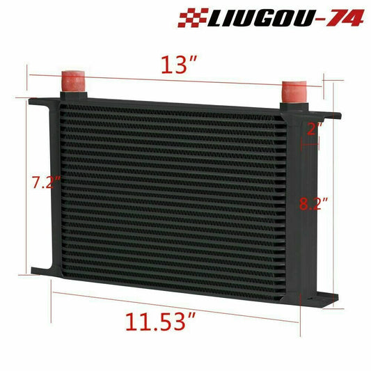 Fits Universal 25 Row AN10 Engine Transmission Aluminum Oil Cooler Black Brand New - v