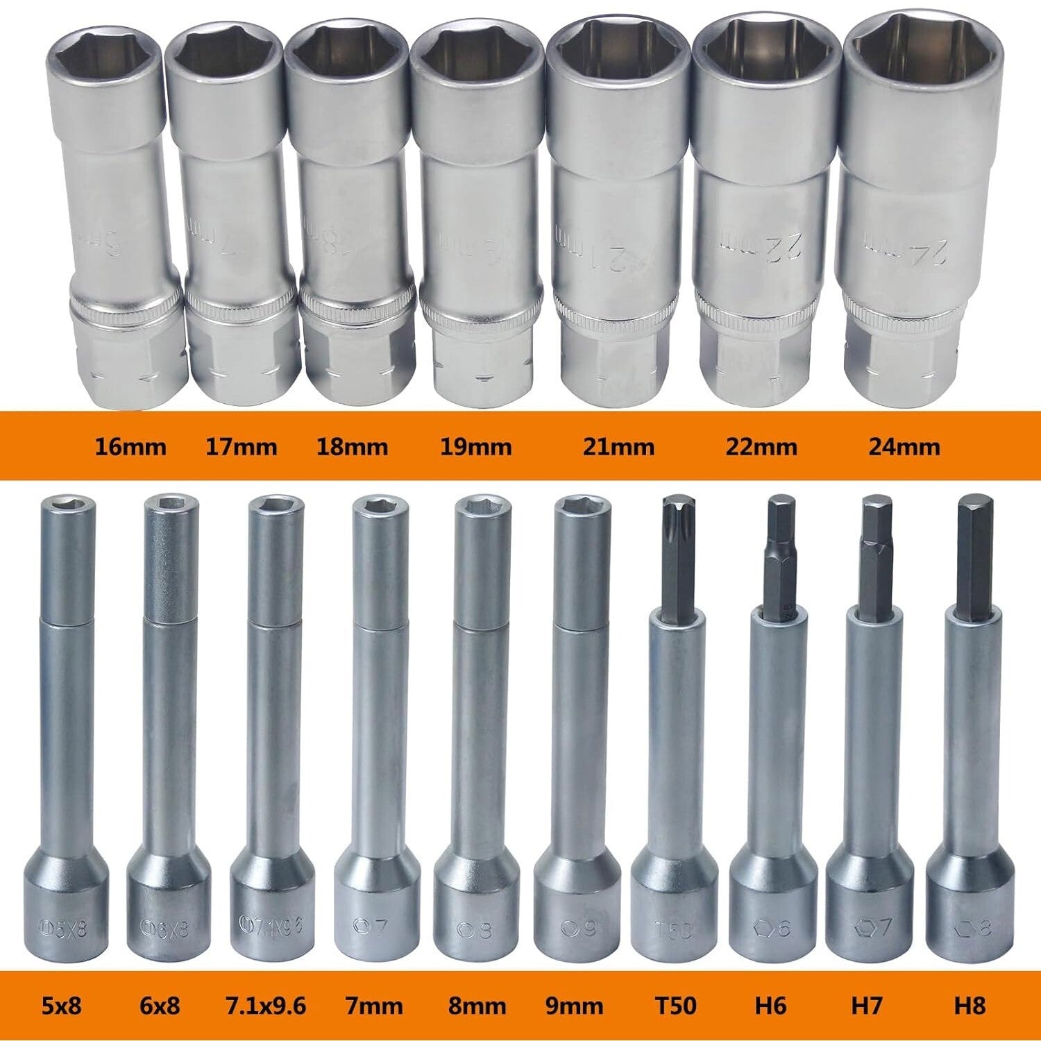 18-piece Steering Wheel Hub Suspension Shock Absorber Strut Nut Removal Tool Socket Set