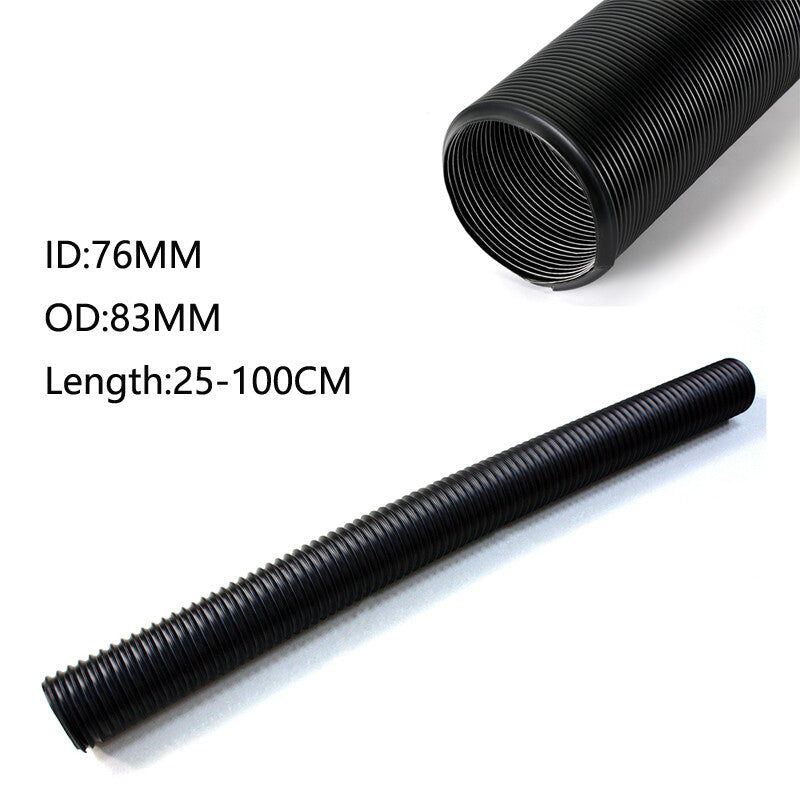 ID. 76mm Automotive Cold Air Inlet Intake Pipe Flexible Hose Black US Stock - n