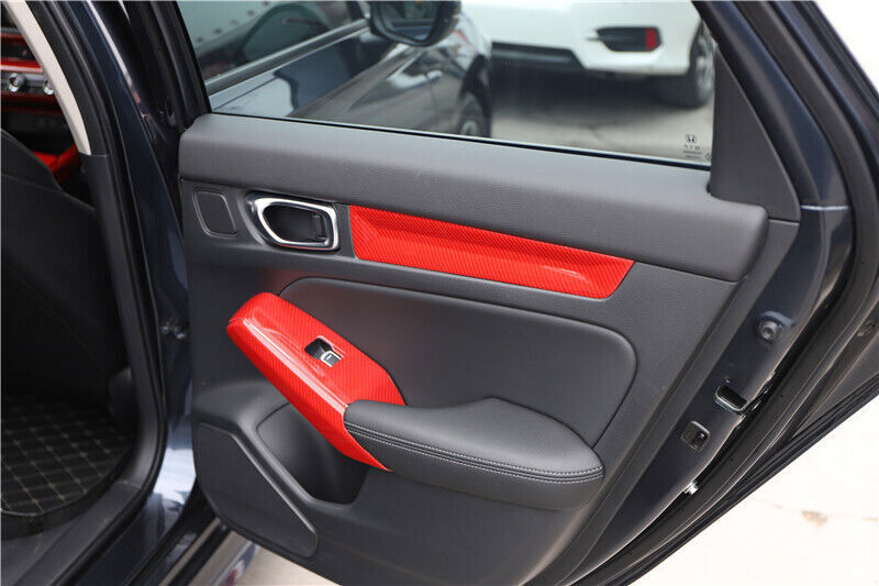 Interior Door Handle Panel Trim Cover for Honda for CIVIC 22-2024 Red Carbon ABS n