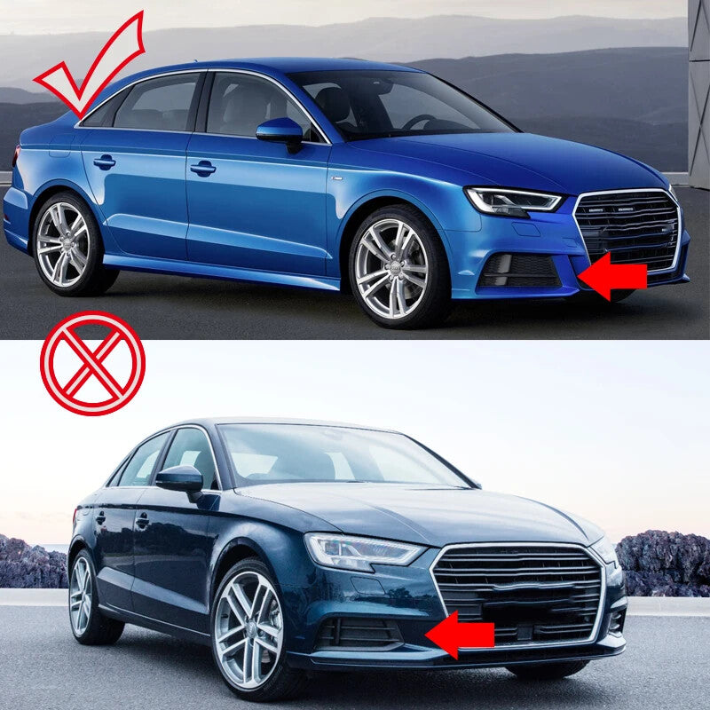 Glossy Black for AUDI A3 8V S-LINE 2017-2019 Fog Light Grille Cover