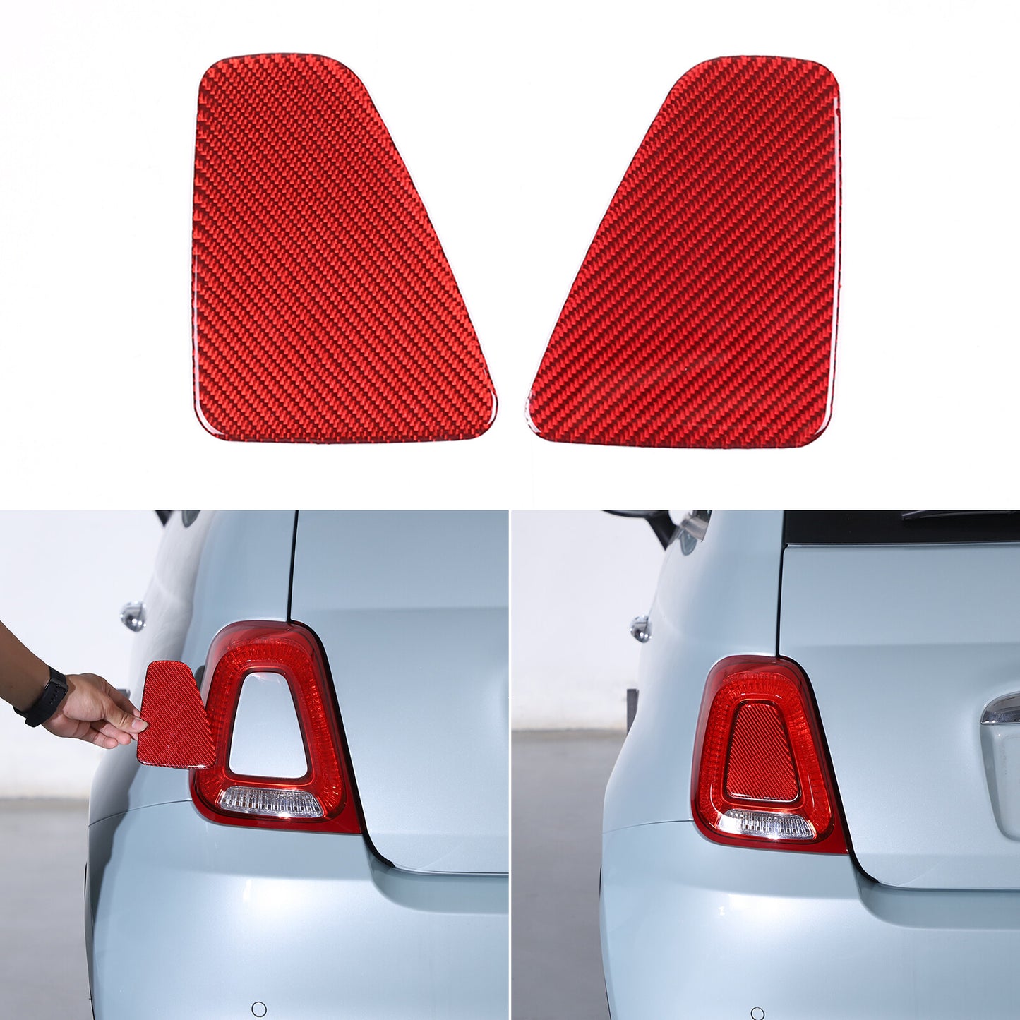 Black carbon sticker for Fiat 500 595 2016+ for Abarth rear light insert panel trim - n