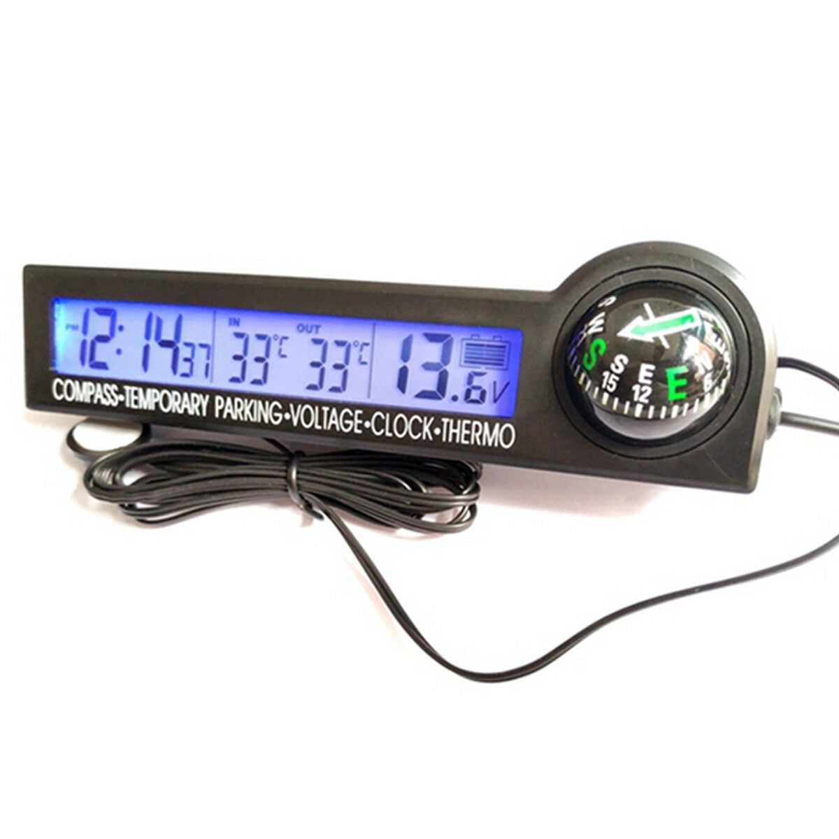 Car Digital Compass Clock Thermometer Voltage Meter Temporary Parking Number Q