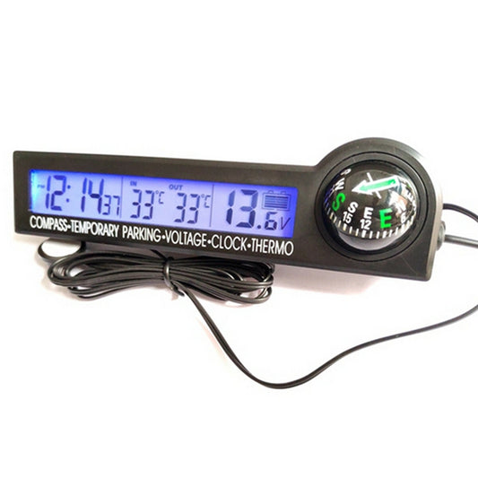 Car Digital Compass Clock Thermometer Voltage Meter Temporary Parking Number Q