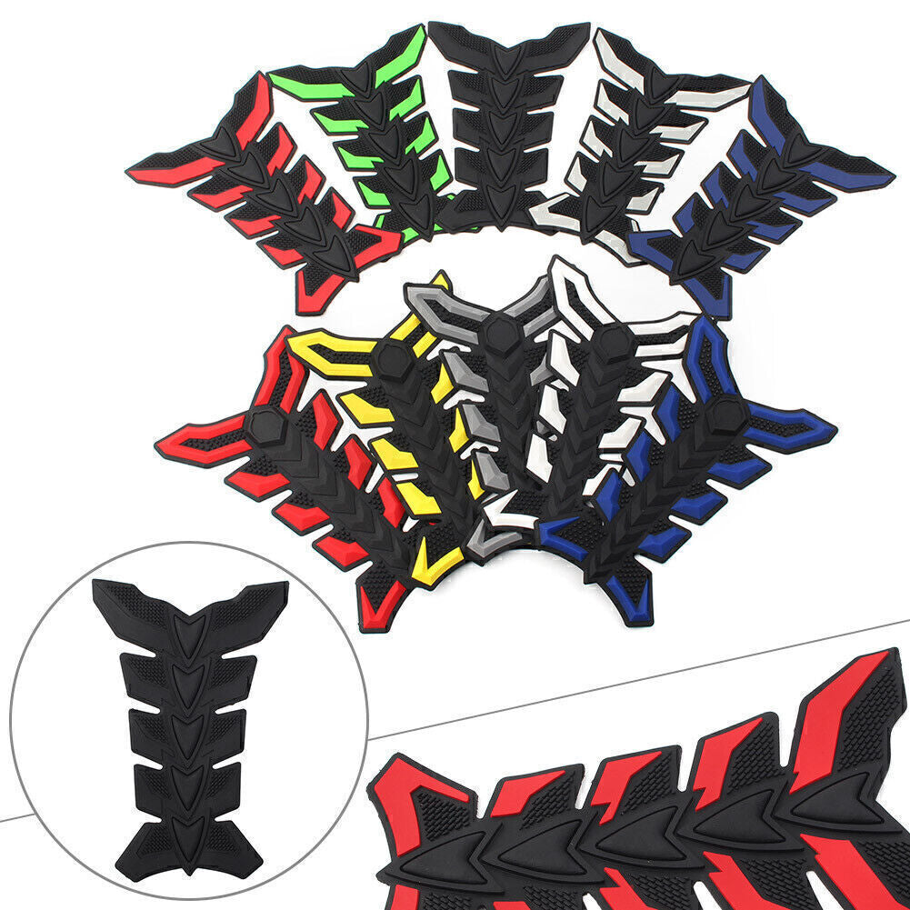 Universal Motorcycle Gas Fuel Oil Tank Pad Fish Bone 3D Decal Sticker Protector Q