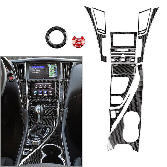 12 Pcs Carbon Fiber Interior Dashboard Cover Trim for Infiniti Q50 Q60 2014-2019