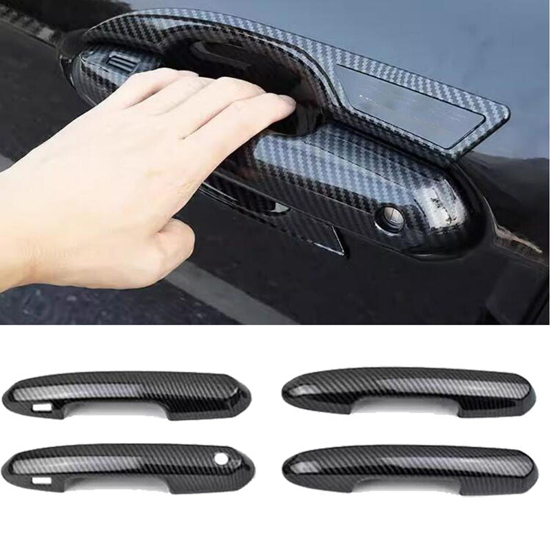 4pcs Carbon Fiber ABS Side Door Handle Covers Trim for Toyota Highlander 2021-23