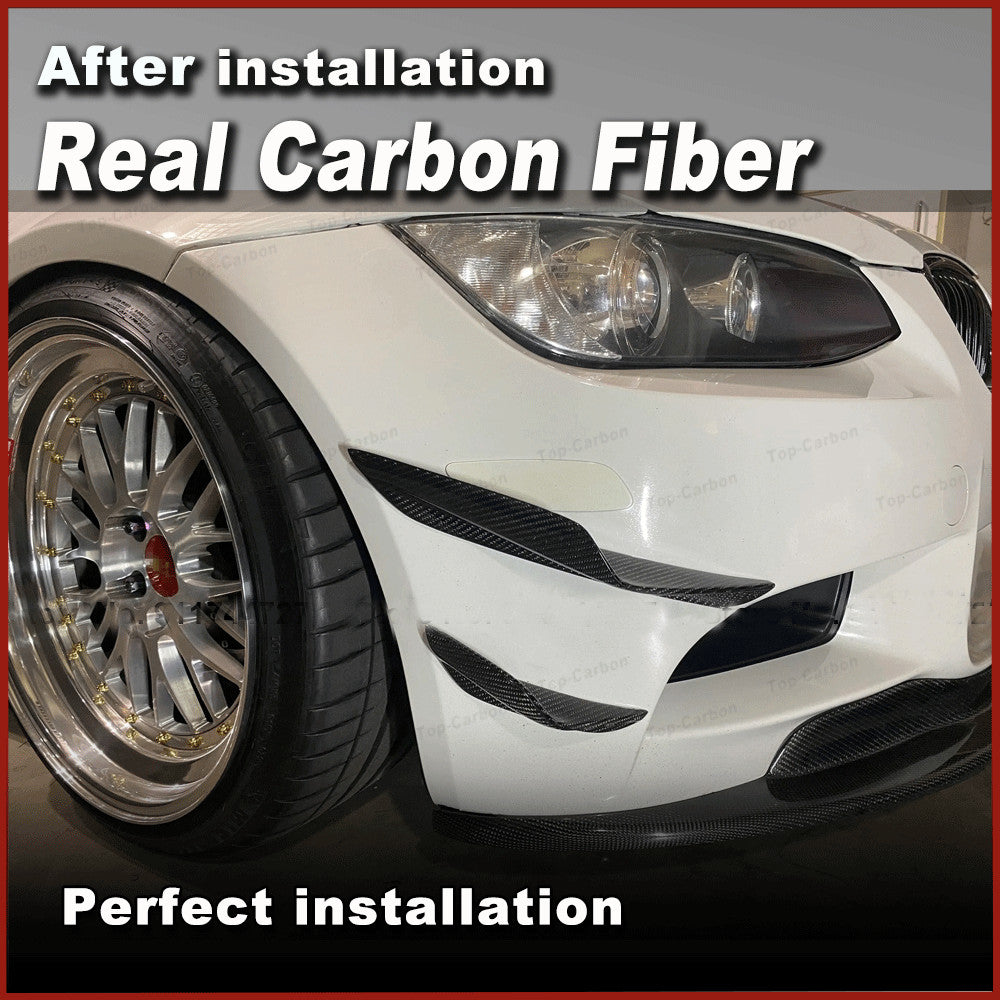 Fit for BMW E92 E93 2005-12 REAL CARBON Front Bumper Fins Splitter Canard Wing
