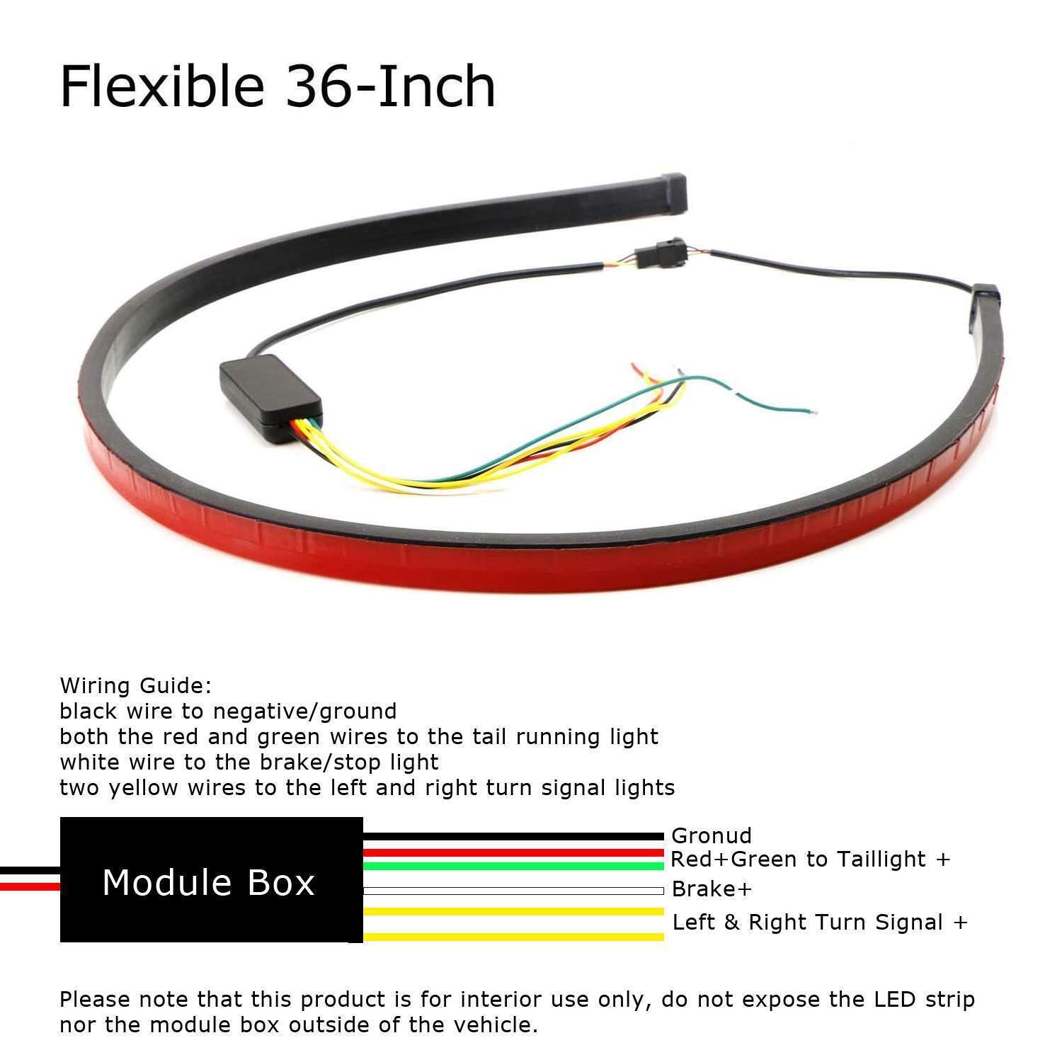 36-inch flexible rear windshield with 3rd brake LED light strip and sequential turn signals - n