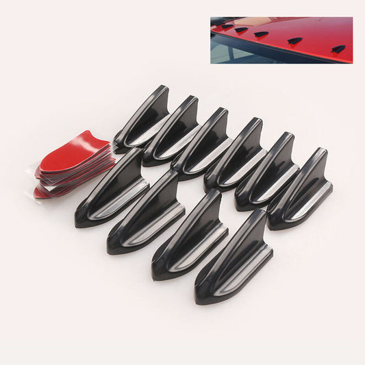 10pcs Shark Fin Diffuser Vortex Generator Universal Car Roof Spoiler Bumper BK Q