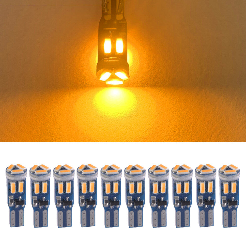 10x T5 17 37 73 74 Yellow 7SMD LED Instrument Cluster Light Bulbs