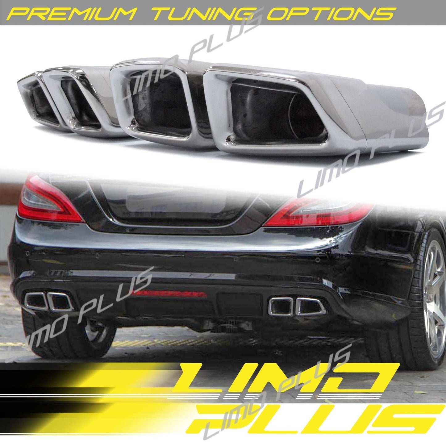 Chrome Quad Exhaust Tailpipe Tips for Mercedes E63 C63 CL63 CLS63 ML63 GL63 Q