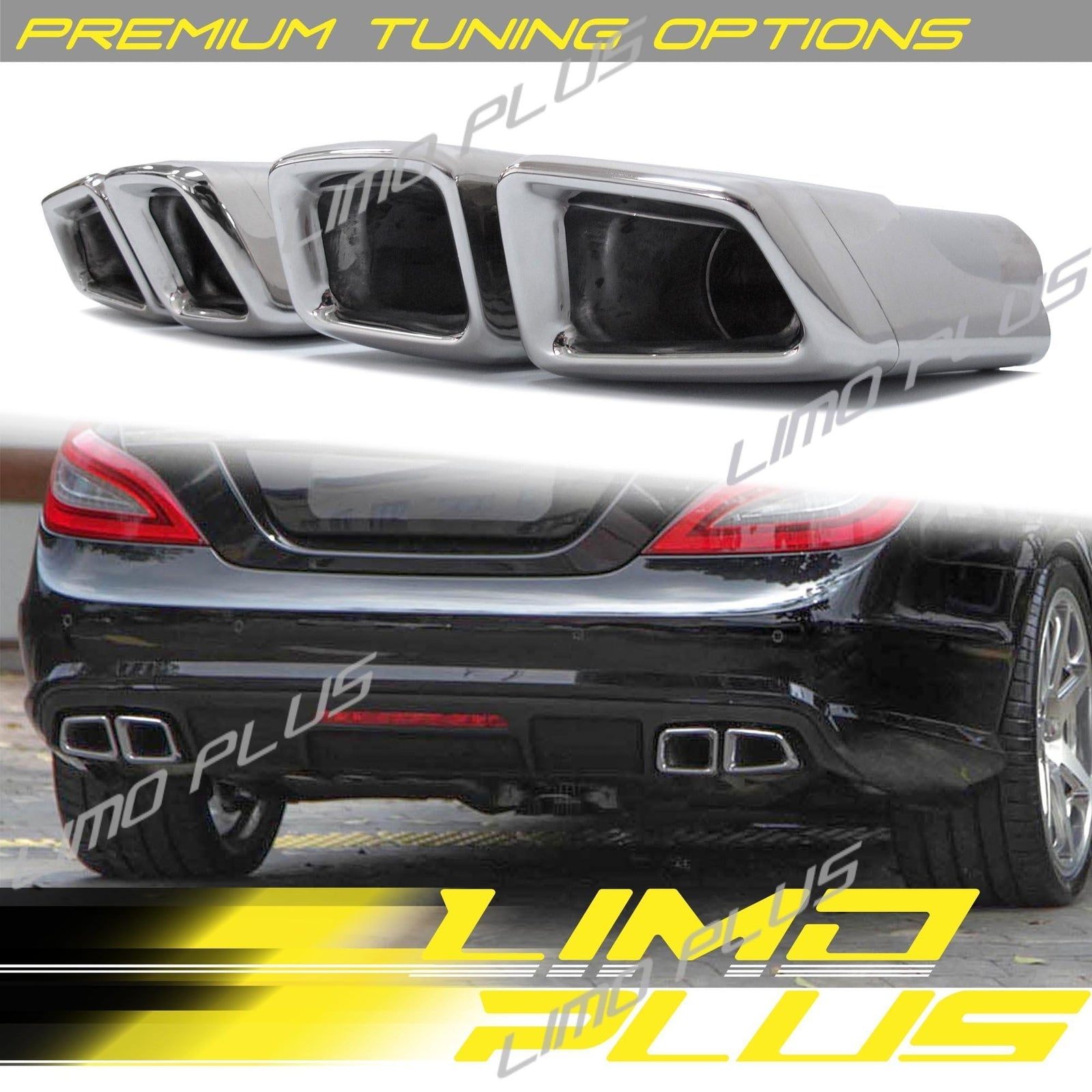 Chrome Quad Exhaust Tailpipe Tips for Mercedes E63 C63 CL63 CLS63 ML63 GL63 Q