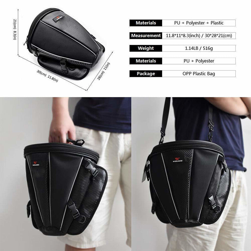 Motorcycle Shoulder Carry Bag Case Rear Tail Tank for Seat Back Saddle Waterproof