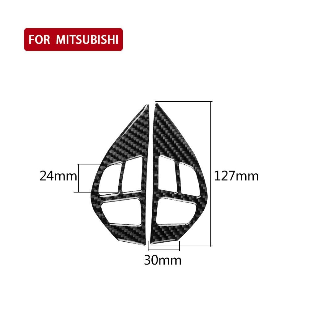 2x For Lancer 2008-2014 Carbon Fiber Steering Wheel Button Cover Trim n
