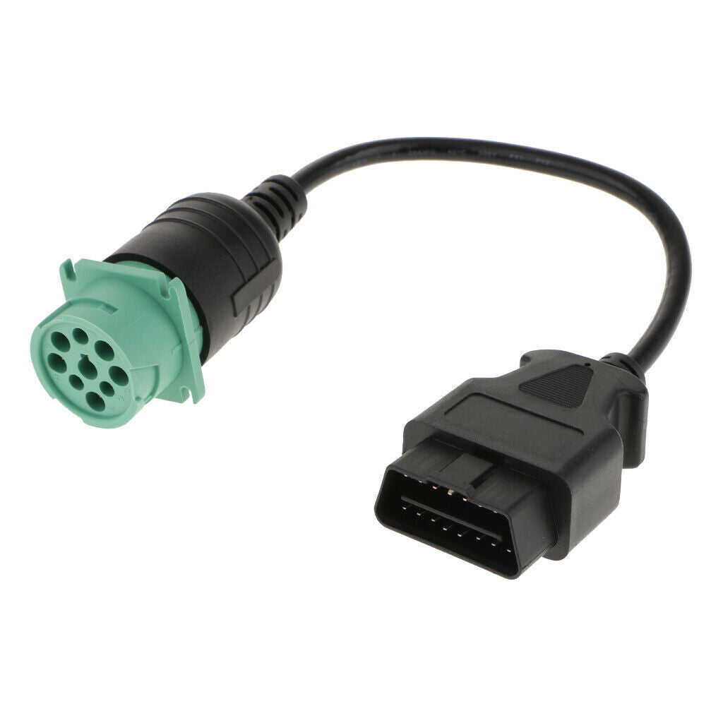 9-Pin Male to 16-Pin OBD II Adapter Diagnostic Cable for Diesel Trucks Q