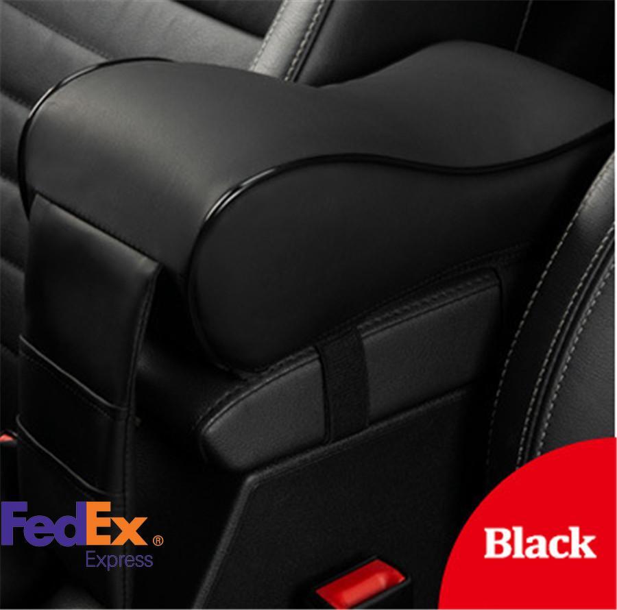 Universal Black Car Armrest Cushion Center Console Box Pad PU Leather Protector Q