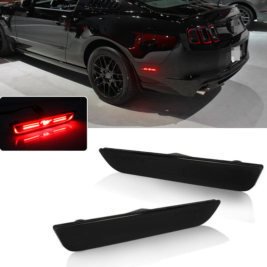 For 2010 - 2014 for Mustang Rear Bumper Smoked Red LED Side Manufacturer Signal Lights - v
