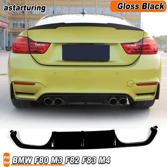 Fit for BMW F80 M3 F82 F83 M4 2014-19 Gloss Black Rear Bumper Diffuser Lower Lip