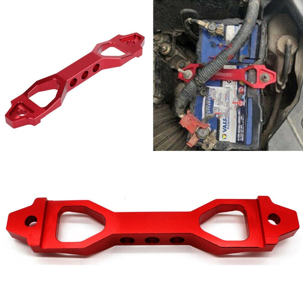 1x Red Aluminum Car Modified Battery Tie Down Holder Mount Bracket Brace Bar New n