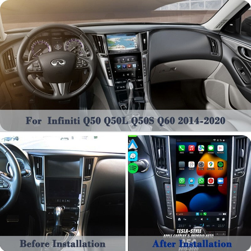 Style 12 Car Radio GPS Navigation CarPlay for Infiniti Q50 Q60 2013-2023 n