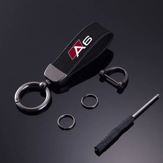 Black suede horsehair keychain/key ring for Audi for A6
