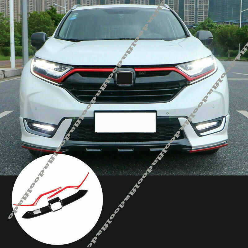 3x for Honda CRV CR-V 17-19 Front Head Light Grille Trim Molding Cover BlackRed