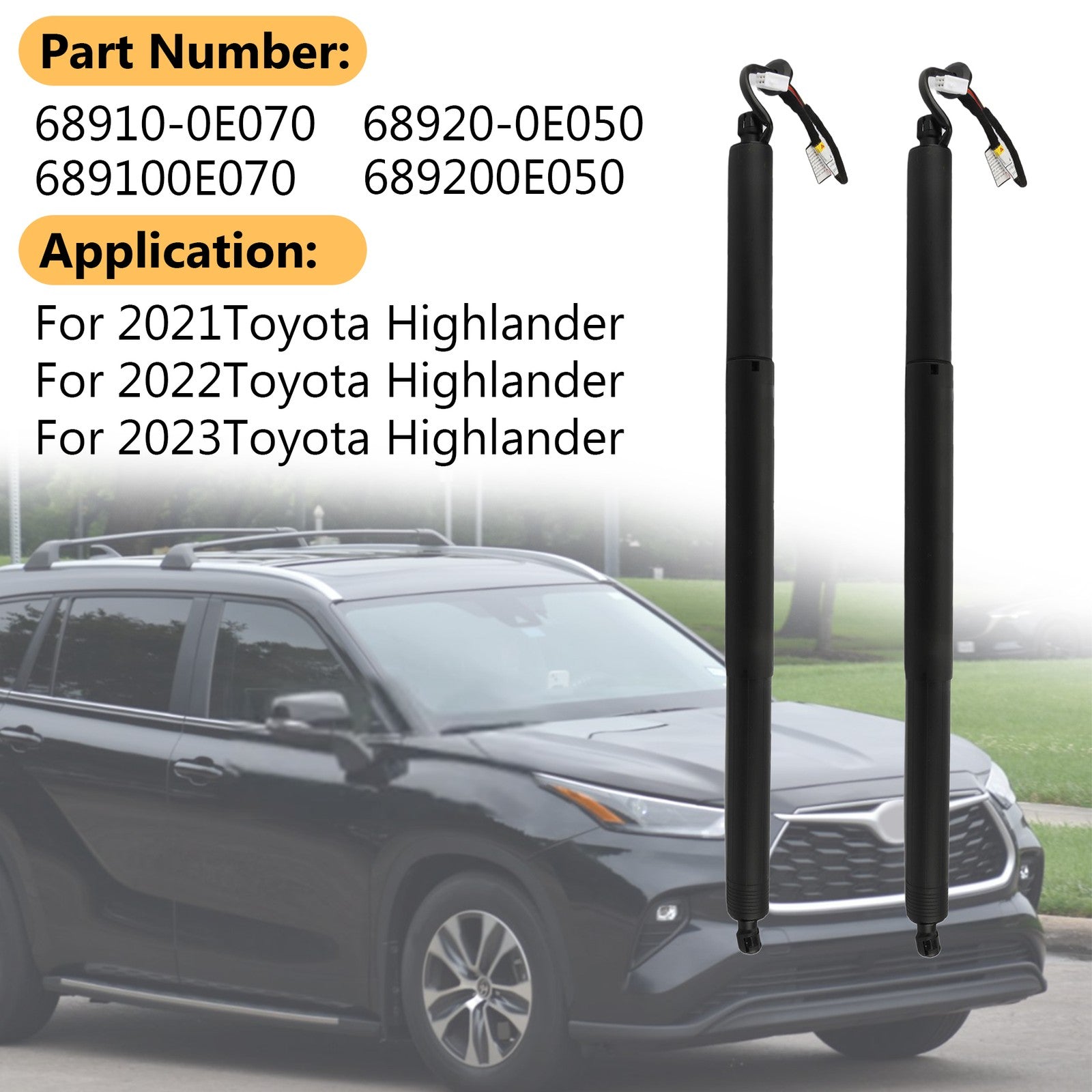 Two left and right tailgate lifters suitable for 2021-2023 Highlander 68910-0E070 68920-0E050 Q