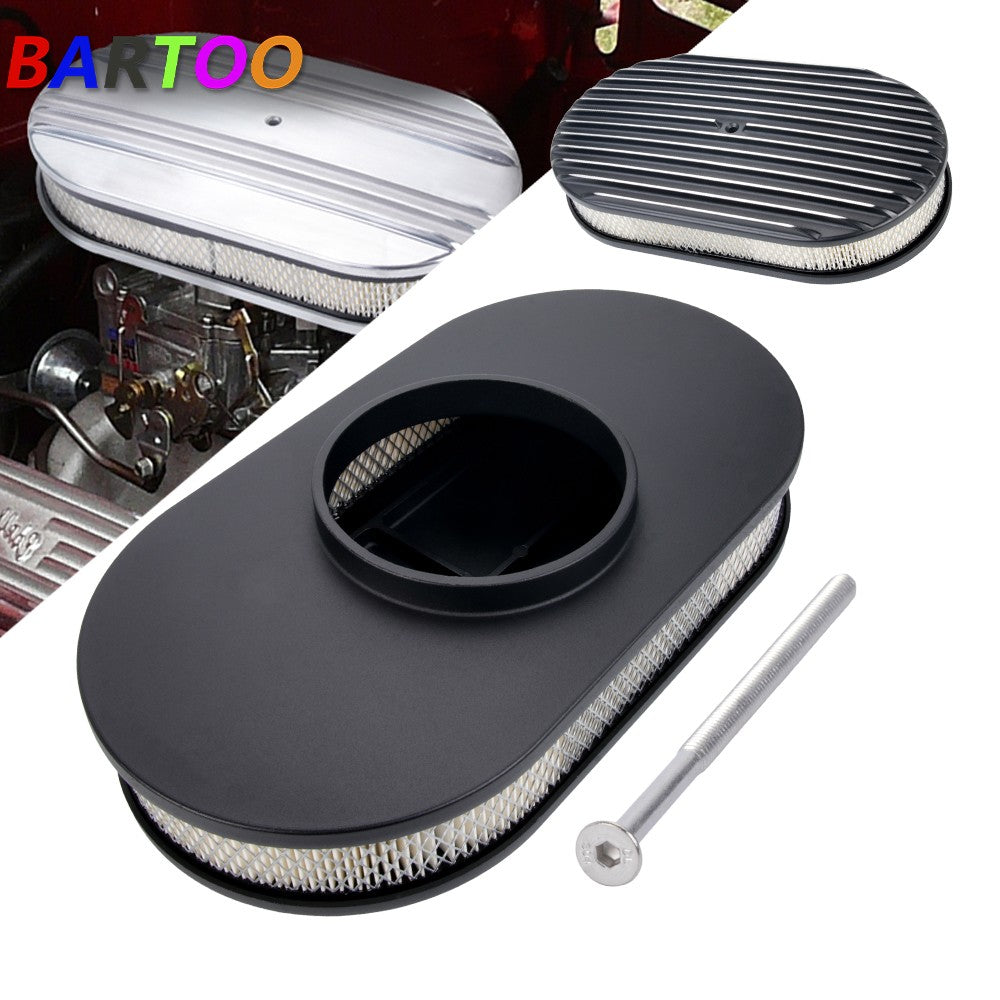 15 Oval Full Finned Air Cleaner Washable For SBC BBC Chevy for Ford 5-1/8 Carb Neck Q