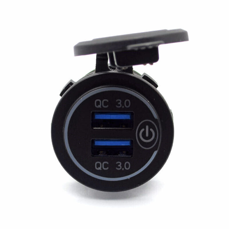 12-24V Car & Motorcycle Touch Switch Charger Socket QC3.0 Dual USB Port Accessories n