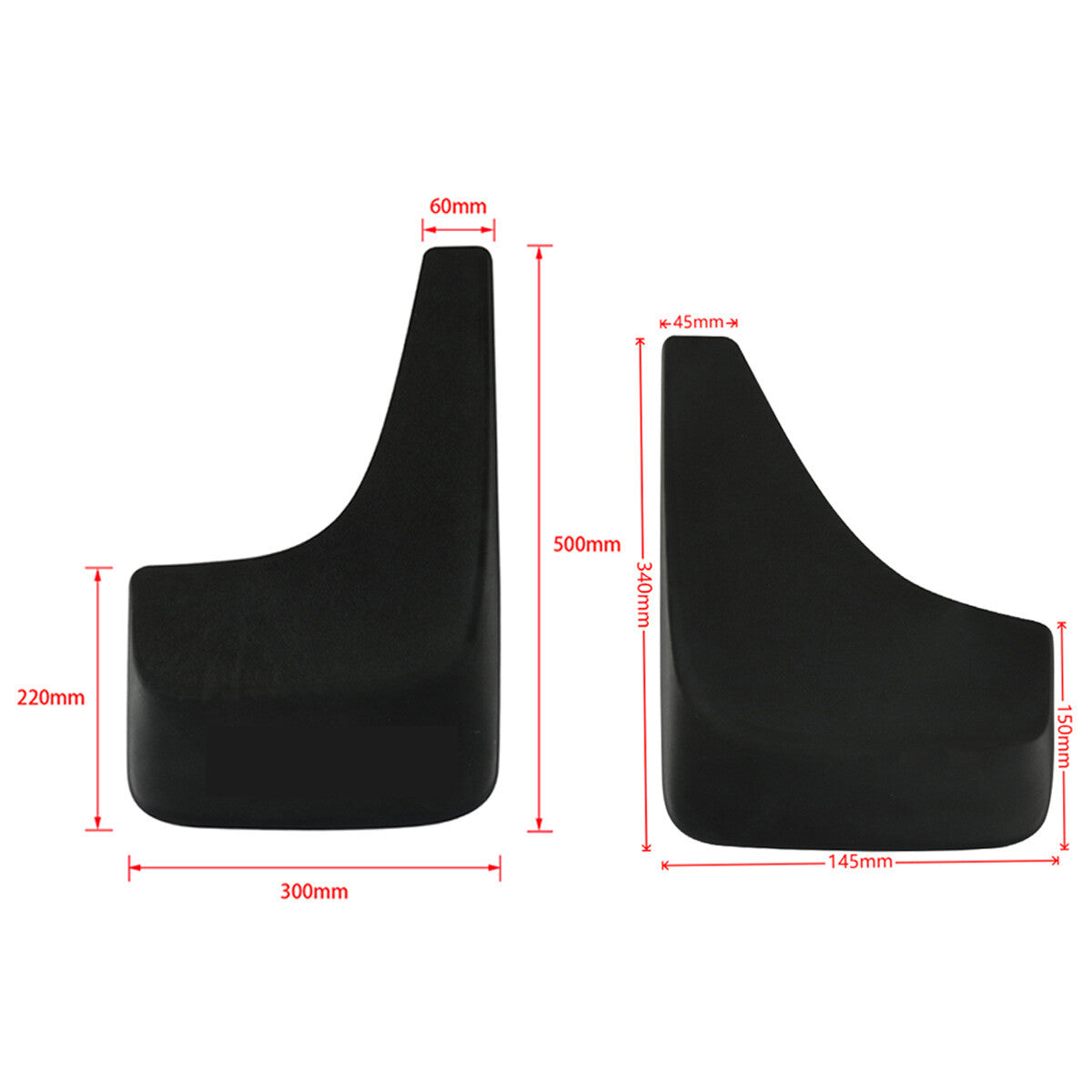 4-pack for 2014-2018 Silverado front and rear molded splash guards in black. n