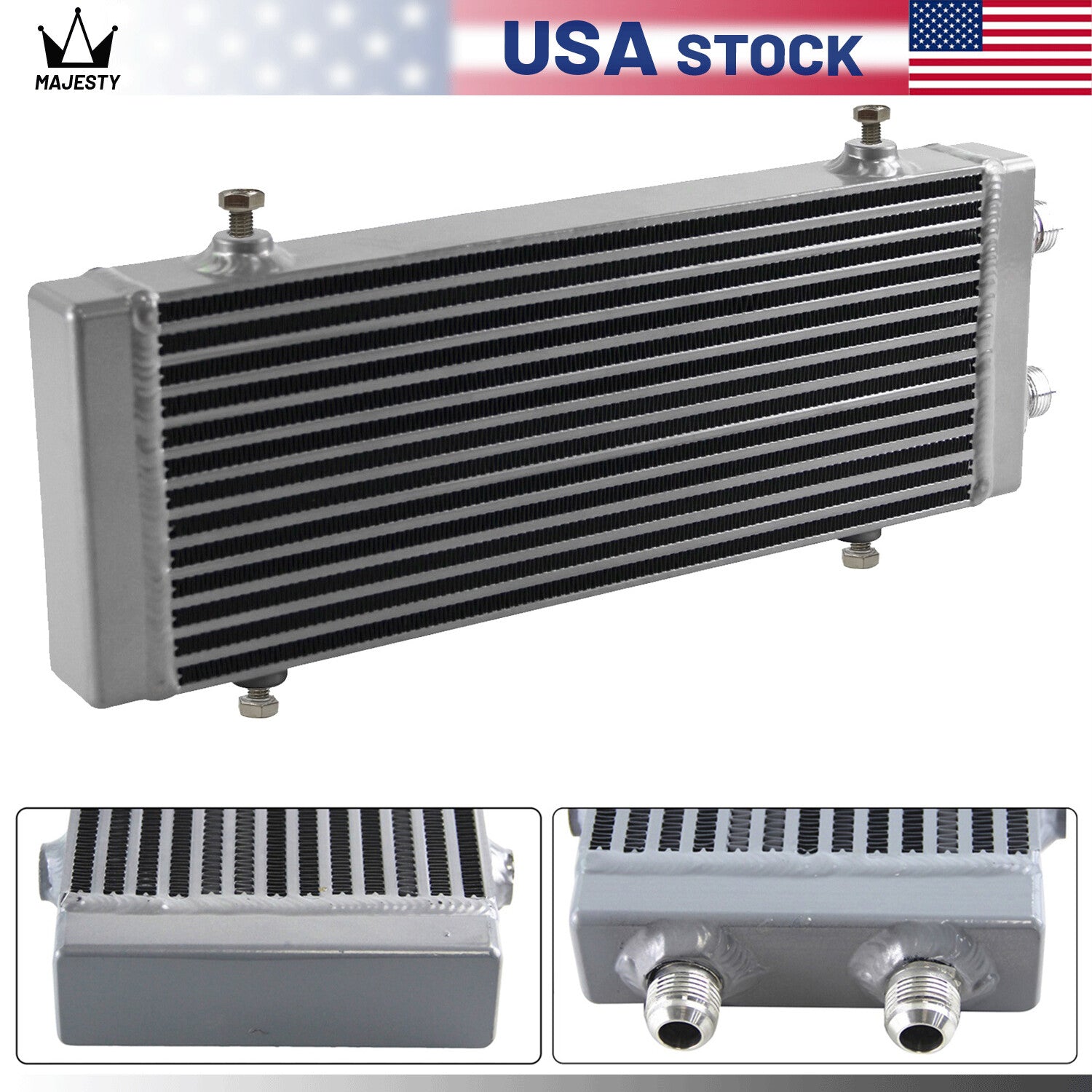 Universal Medium Bar and Plate Dual Pass Oil Cooler Core:14x5.5x1.58 Silver