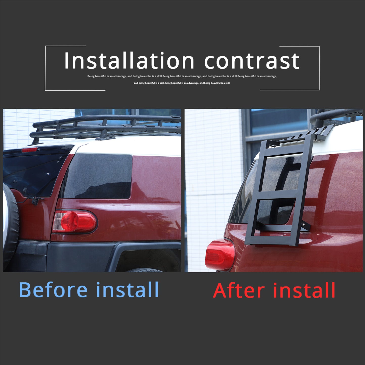 Aluminum right-side roof rack side access ladder suitable for Toyota FJ Cruiser 2007 - 2021