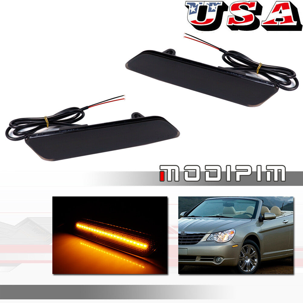 Smoked black lens front marker reflector light suitable for 07-10 for Chrysler Sebring- v
