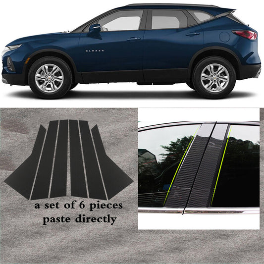 Carbon Fiber Pillar Posts for Chevy Blazer 2019-2022 6pc Set Door Trim Cover Kit