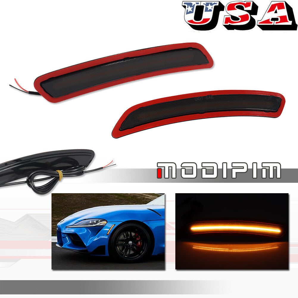 Smoked Lens Front Side Marker Lights Amber LED Lights for 2020 for GR Supra - v