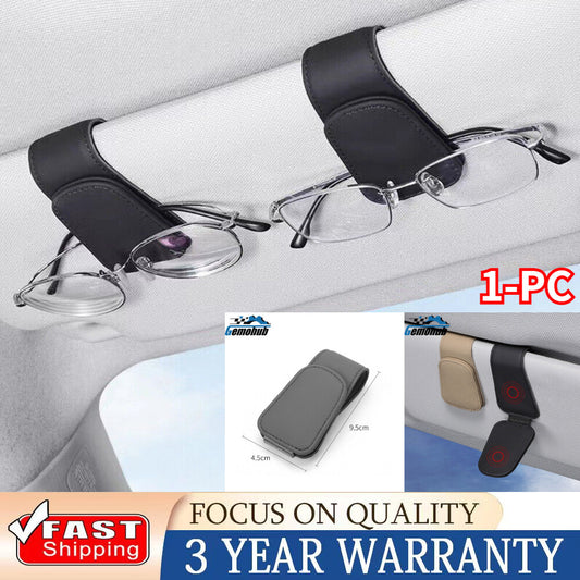 1PC Universal Car Sun Visor Glasses Sunglasses Card Holder Leather Clip Magnetic