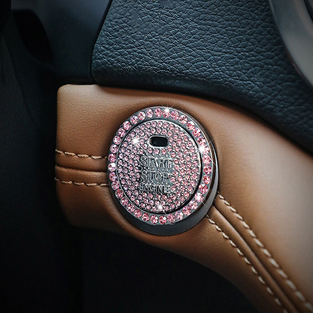 1 Silver Bling Car Engine Ignition Start Button Decor Ring Sticker Accessories