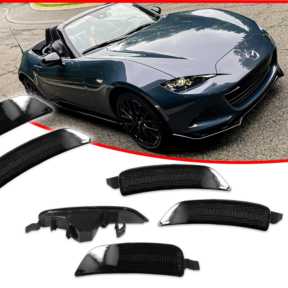 For 2016 - 2022 for Mazda Miata MX-5 Smoked Front and Rear Marker Lights 4 pcs - v
