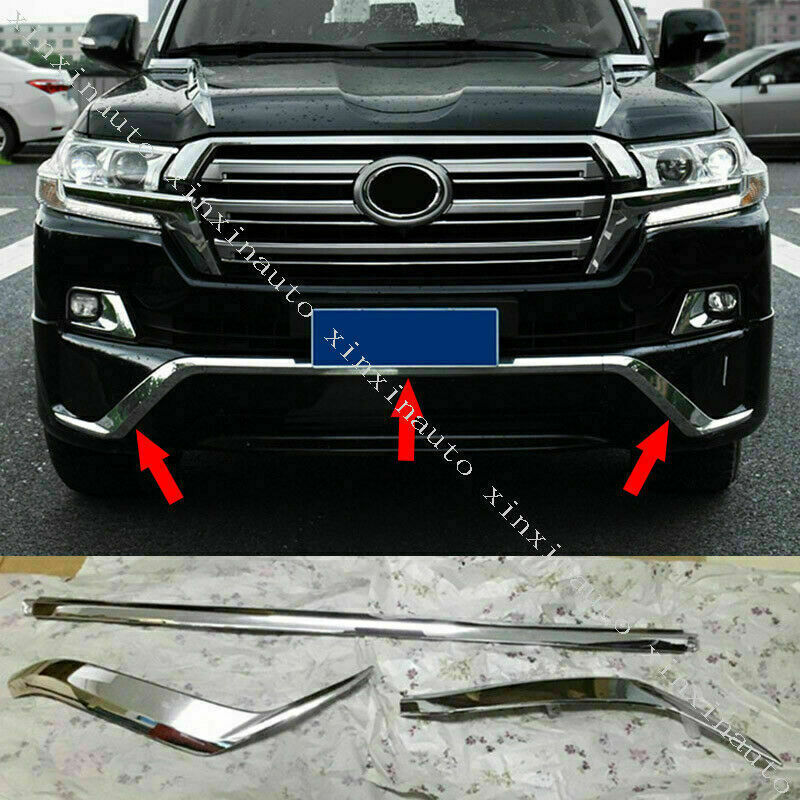 for Toyota for Land Cruiser 200 2016-2021 Chrome Front Bumper Lip Molding Strip Trim