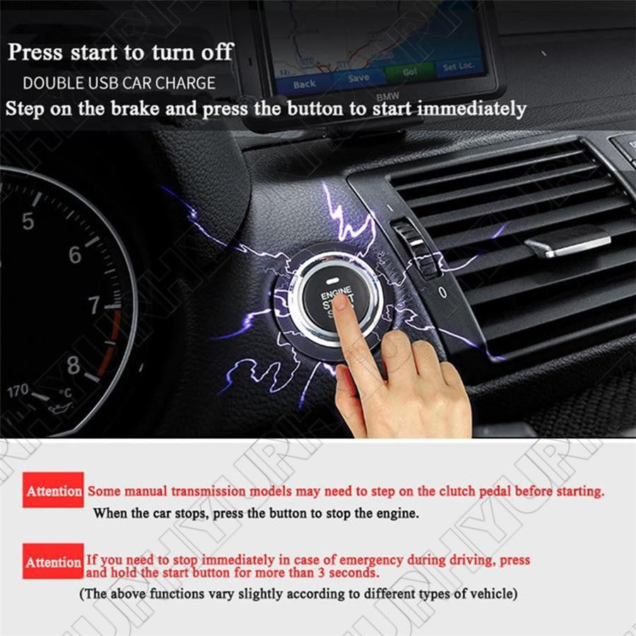 12V Car Auto Keyless Entry Push Button Alarm System Remote Engine Start Stop Kit Q