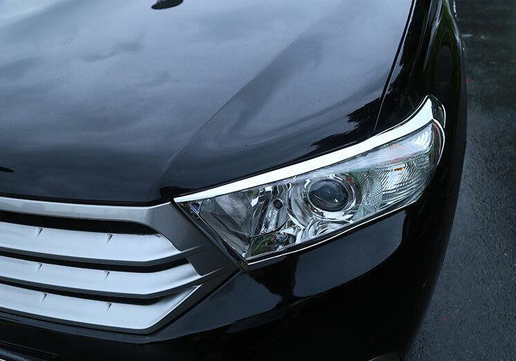 Chrome ABS Front Headlight Lamp Cover Trim 2PCS for Toyota Highlander 2011-2013
