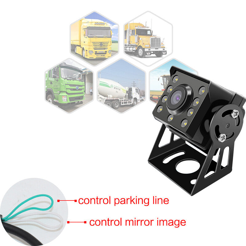 12V-24V High-Definition 8 LED Blind Spot Rearview Camera for Trucks, Buses, Trailers, and Caravans + 15-meter AV Cable n