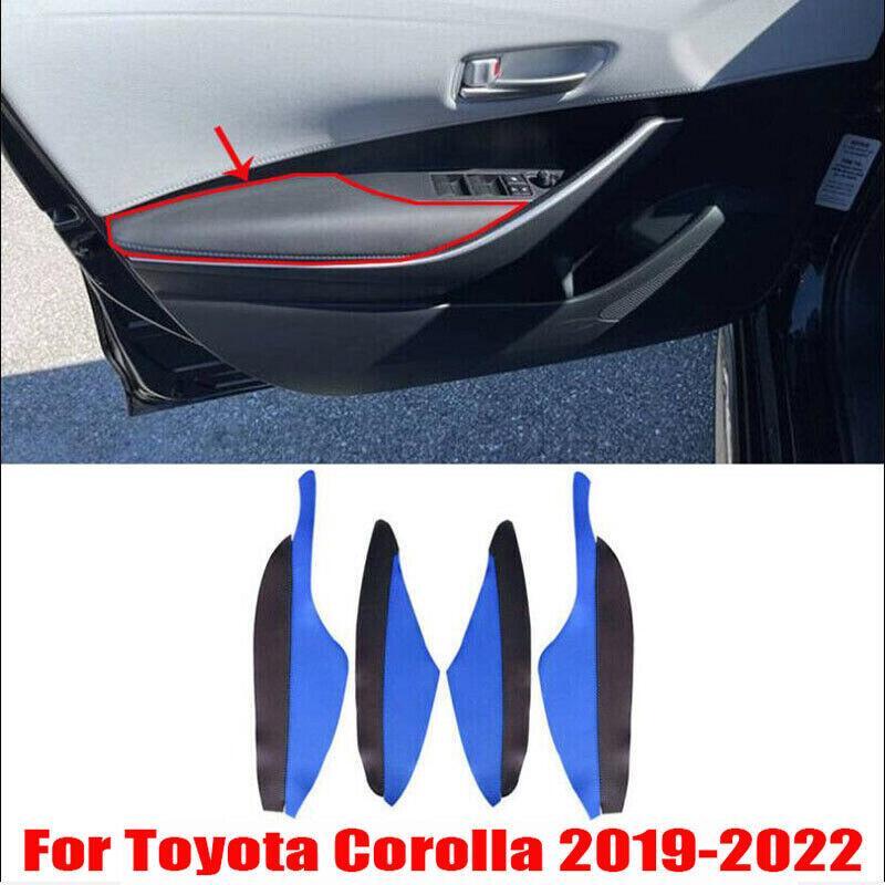 BlueBlack Leather Interior Door Armrest Cover 4pcs for Toyota for Corolla 2019-2022