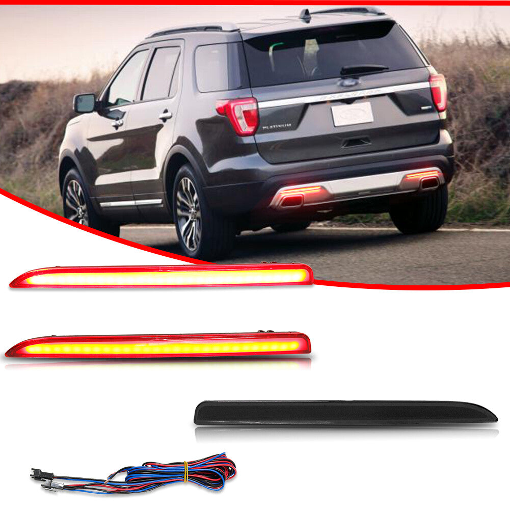 Smoked Lens LED Rear Fog Light, Brake Backup Reverse for 2016 - 2019 for Explorer - v