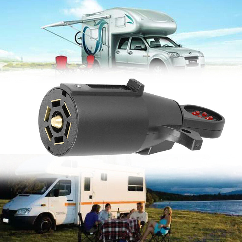 7-pin blade trailer light wire circuit tester, circular adapter connector, RV/boat - n