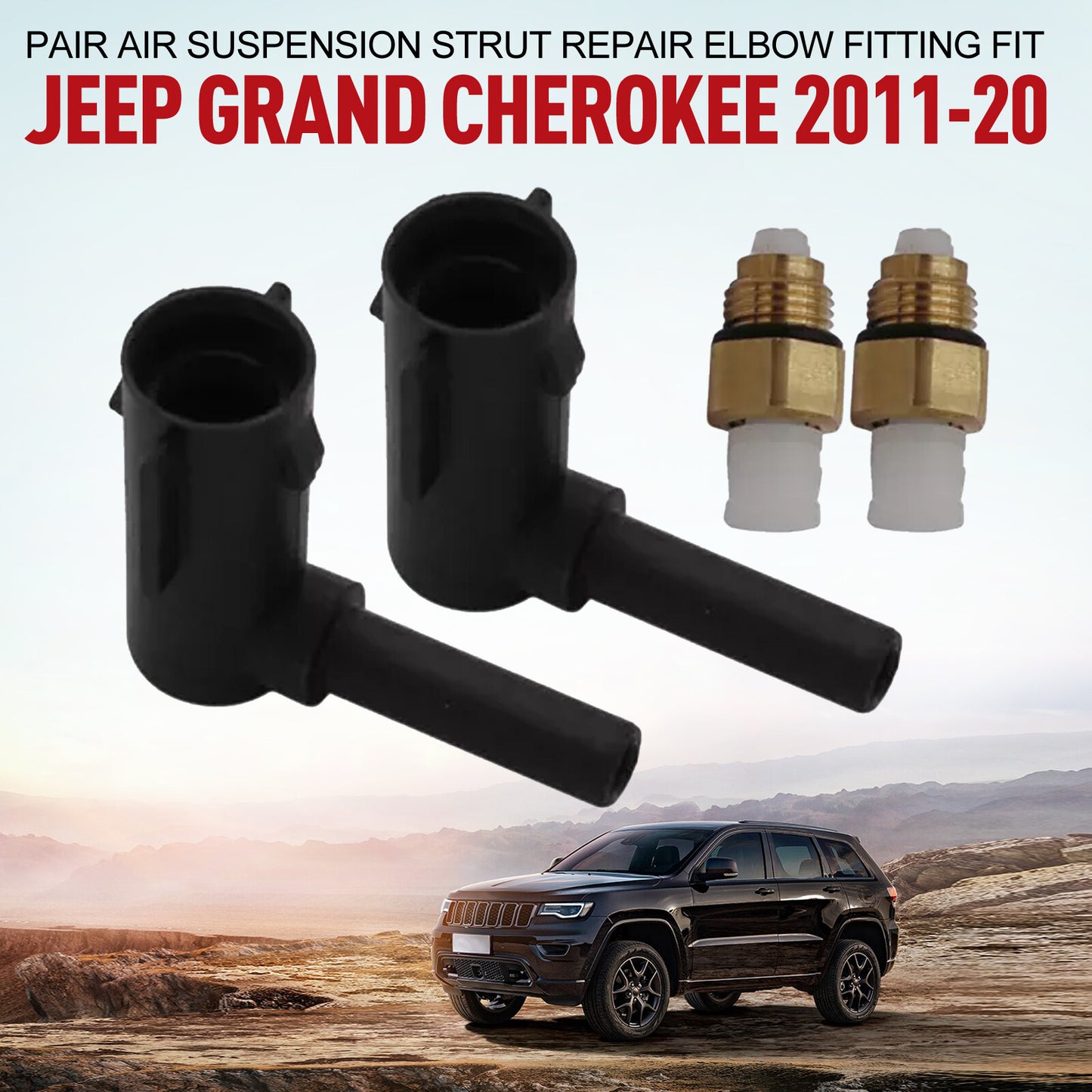 Pair Air Suspension Strut Repair Elbow Fitting Fit for Jeep Grand Cherokee 2011-2020