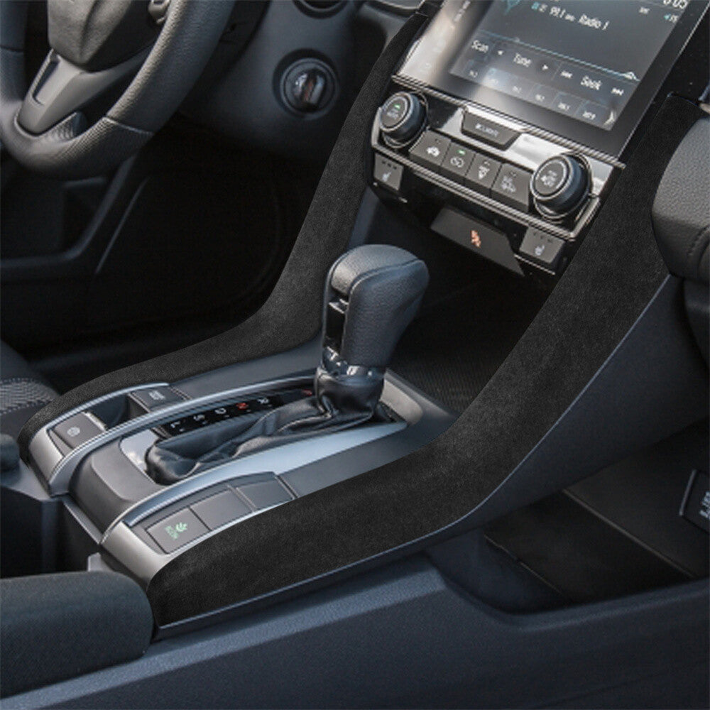 Suede Black Gray Central Control Gear Shift Side Trim for Honda for Civic 10th 16-21